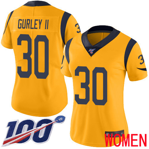 Los Angeles Rams Limited Gold Women Todd Gurley Jersey NFL Football #30 100th Season Rush Vapor Untouchable